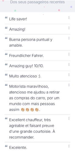 Elogios recentes dos clientes